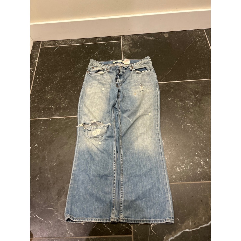 Gap 1969 Boot Fit Jeans Mens 34x30 Light Wash Distressed Blue Denim 393540